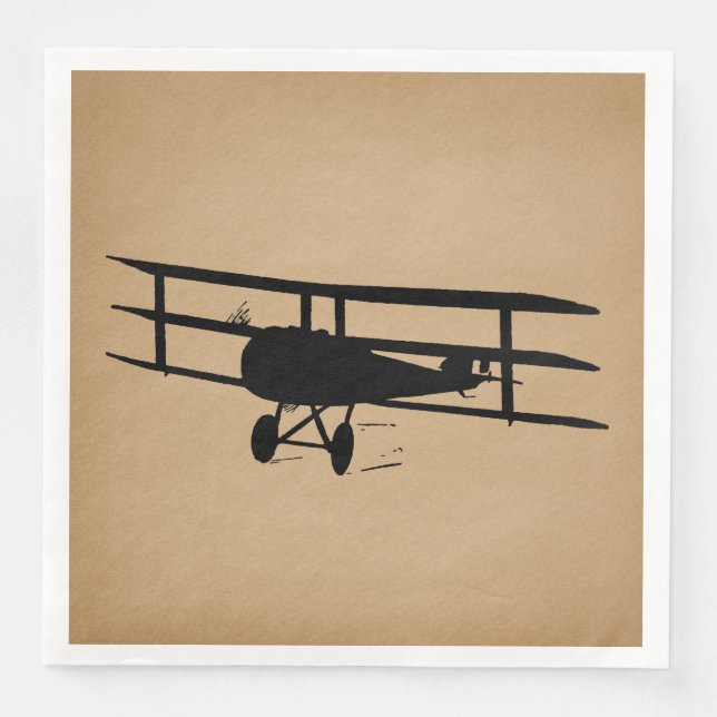 Serviette En Papier Antque Airplane Silhouette (Devant)
