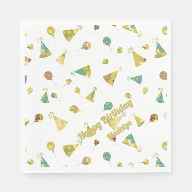Serviette En Papier Any Age Birthday Celebration Silhouette Pattern (Devant)