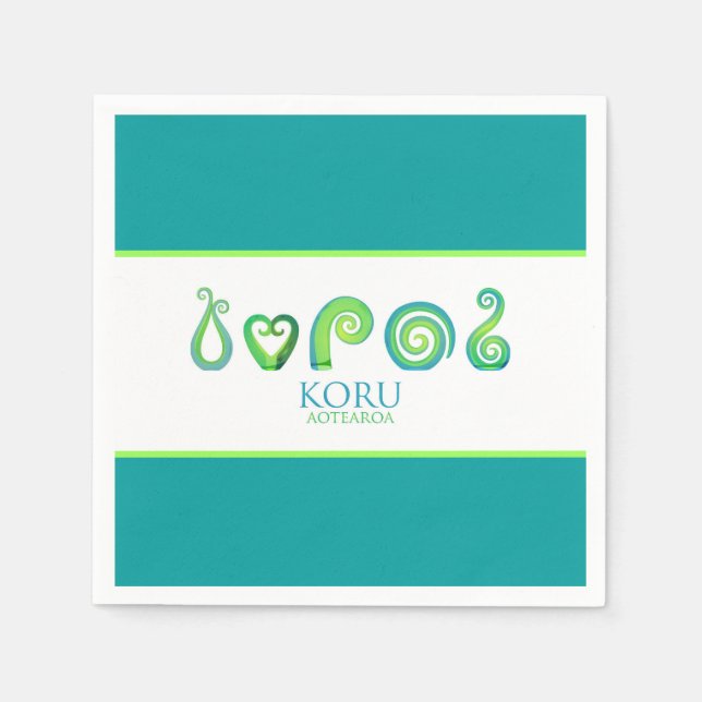 Serviette En Papier Aotearoa Nouvelle-Zélande Koru - Vert (Devant)