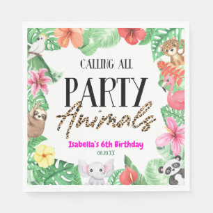 Serviette En Papier Appel à tous les animaux de fête Tropical Annivers