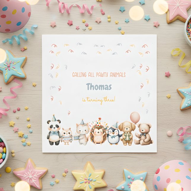 Serviette En Papier Appel à toutes les fêtes d'anniversaire des animau (Créateur téléchargé)