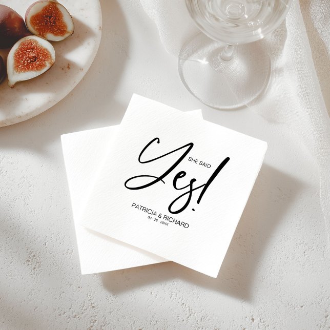 Serviette En Papier Appel élégant Elle a dit oui Fête de fiançailles (Créateur téléchargé)