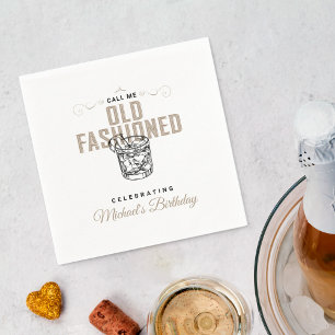 Serviette En Papier Appelez-moi Anniversaire Retro White Whiskey Anniv