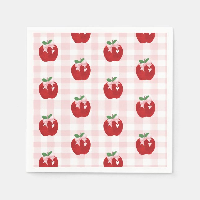Serviette En Papier Apple Pink Bow preppy Coquette 1er anniversaire (Devant)