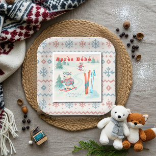 Serviette En Papier Après Bébé baby ski Ours polaire Renard sylvain