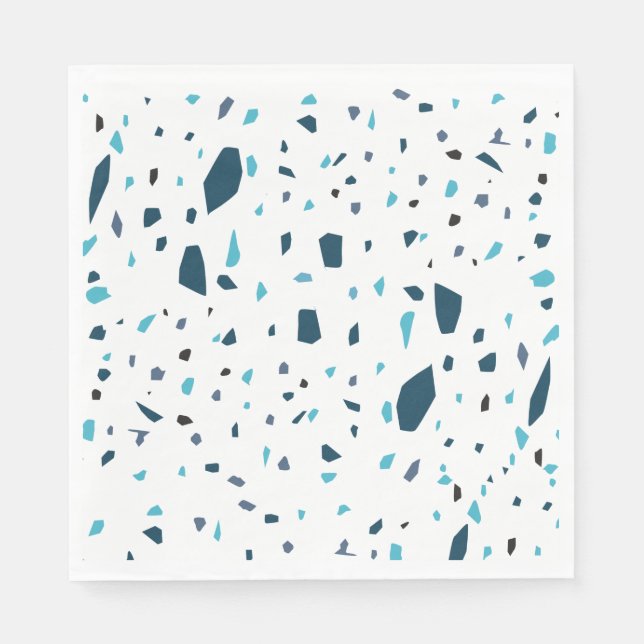 Serviette En Papier Aqua Blue Terrazzo Pièces (Devant)