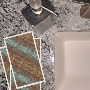 Serviette En Papier Aqua Brown et Orange Abstrait