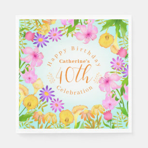 Serviette En Papier Aqua du Jardin Floral