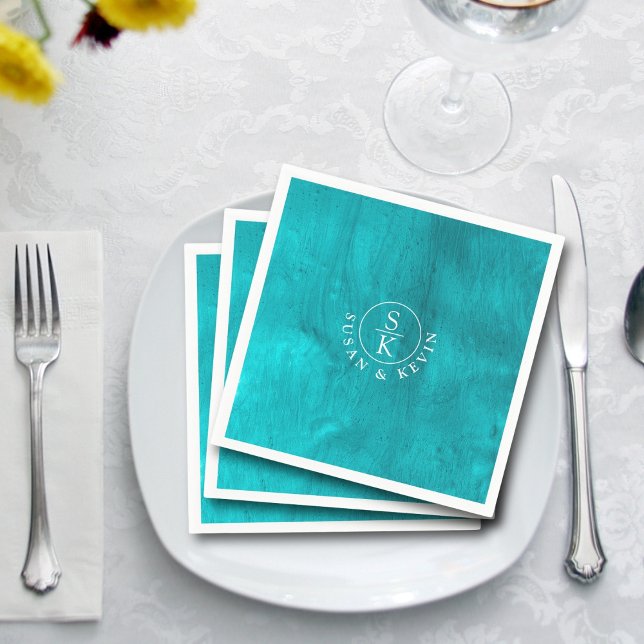Serviette En Papier Aqua Elegance Turquoise & Turquoise Mariage Aquare (Créateur téléchargé)