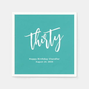 Serviette En Papier Aqua Turquoise simple 30e anniversaire de fête Nap