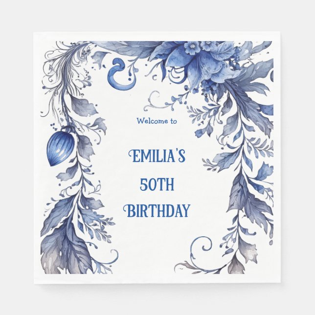 Serviette En Papier Aquarelle 50e anniversaire | Été (Devant)