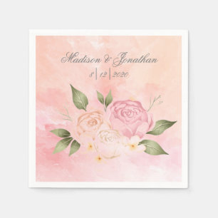 Serviette En Papier Aquarelle à script rose