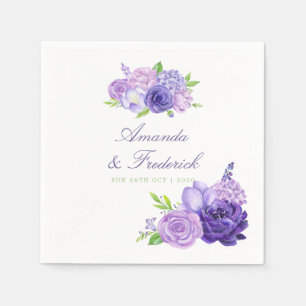 Serviette En Papier Aquarelle à thème ultra violet Mariage floral