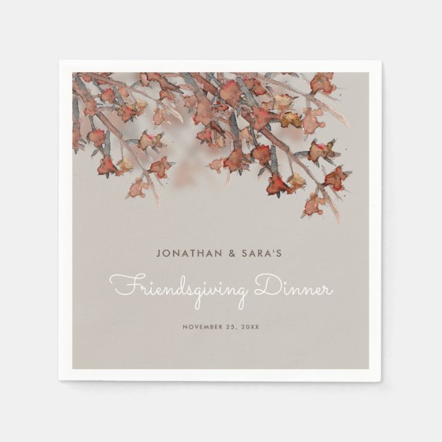 Serviette En Papier Aquarelle Abstraite Friendsgiving Leaves automne (Devant)