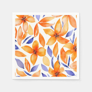Serviette En Papier Aquarelle Abstraite orange floral moderne
