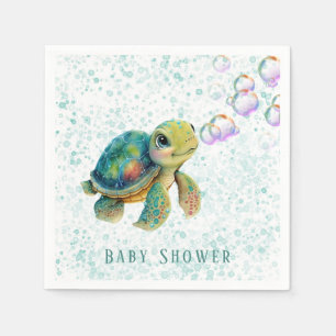 Serviette En Papier Aquarelle Adorable Tortue Baby shower
