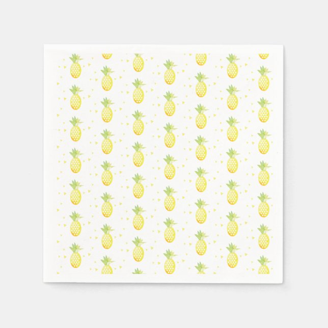 Serviette En Papier Aquarelle Ananas tropicale Répétition géométrique (Devant)
