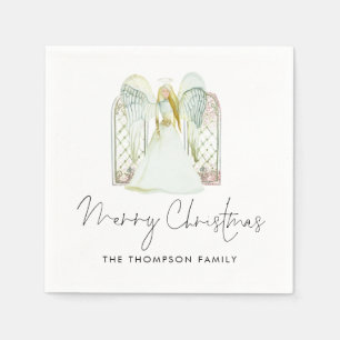 Serviette En Papier Aquarelle Angel Joyeux Noël Script