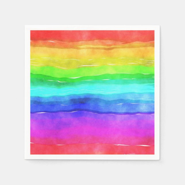 Serviette En Papier Aquarelle arc-en-ciel (Devant)