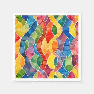 Serviette En Papier Aquarelle Arc-en-ciel en verre