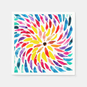 Serviette En Papier Aquarelle arc-en-ciel spirale abstraite