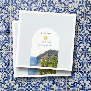 Serviette En Papier Aquarelle Arch de la Côte d'Amalfi Italie Citrons
