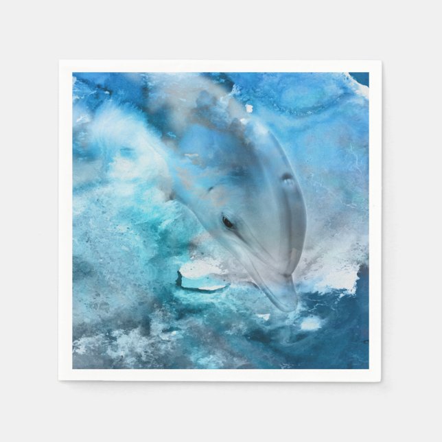 Serviette En Papier Aquarelle Art numérique Dauphin (Devant)
