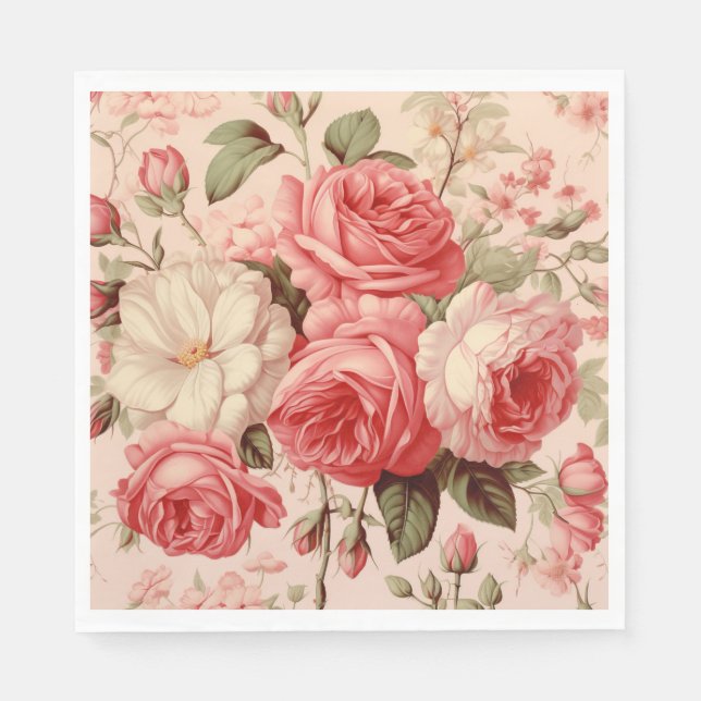 Serviette En Papier Aquarelle artistique Roses roses roses (Devant)