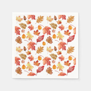 Serviette En Papier Aquarelle Automne Feuilles Automne Motif sans join