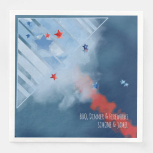 Serviette En Papier Aquarelle avion de combat abstrait avec fumée roug