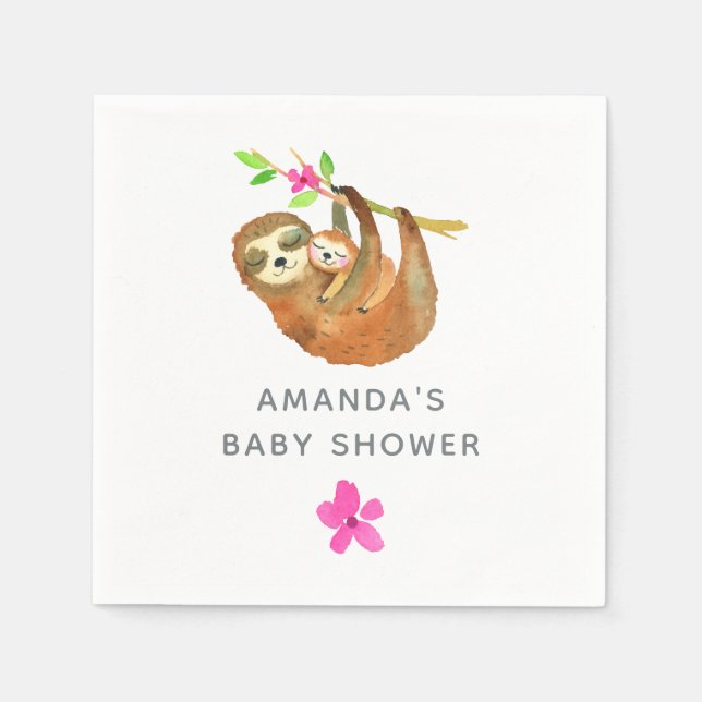 Serviette En Papier Aquarelle Baby shower à thème de fentes (Devant)