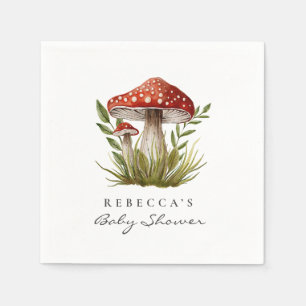 Serviette En Papier Aquarelle Baby shower champignon Woodland