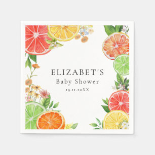 Serviette En Papier Aquarelle Baby shower Citrus Little Cutie