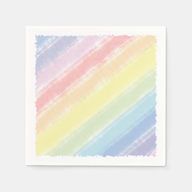 Serviette En Papier Aquarelle Baby shower Pastel Rainbow (Devant)