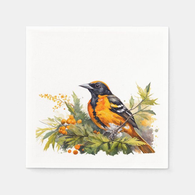 Serviette En Papier Aquarelle Baltimore Oriole (Devant)