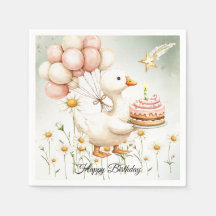 Aquarelle Bébé Oie blanche fête d'anniversaire