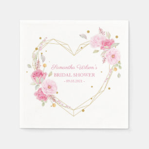 Serviette En Papier Aquarelle Belle Fête des mariées rose fleurie