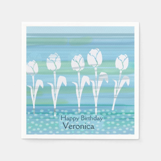 Serviette En Papier Aquarelle Bleu Anniversaire Enfants Tulip Papier N (Devant)