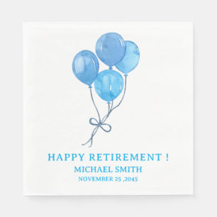 Serviette En Papier Aquarelle Bleu Ballons de retraite de la partie Na