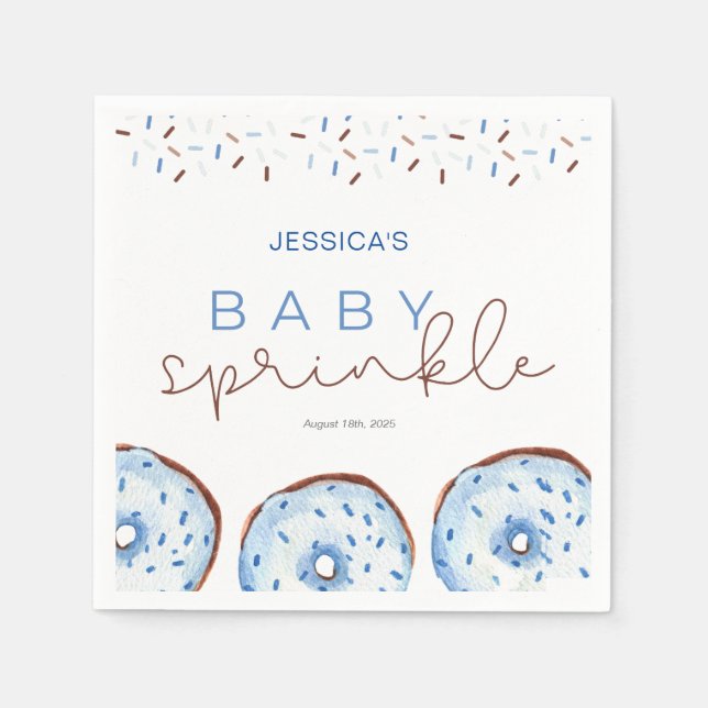 Serviette En Papier Aquarelle bleu beignets Bébé Sprinkle Douche (Devant)