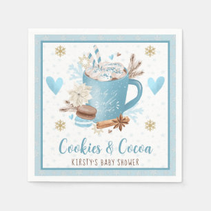 Serviette En Papier Aquarelle Bleu Cookies et Baby shower de cacao