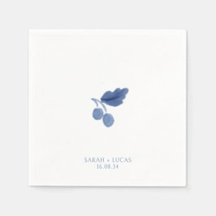 Serviette En Papier Aquarelle bleu et blanc Mariage botanique serviett