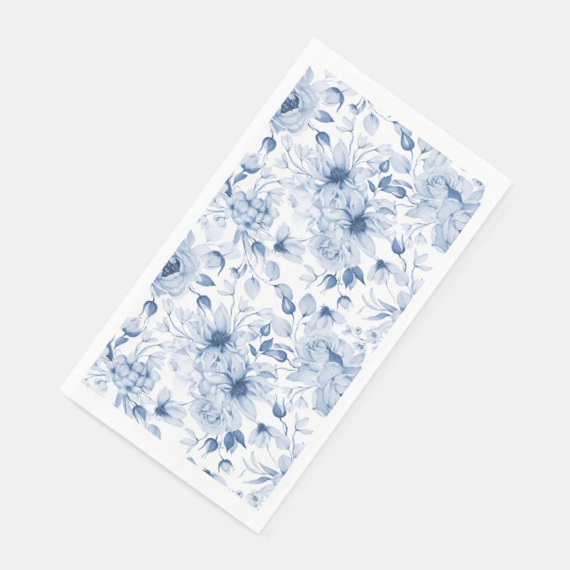 Serviette En Papier Aquarelle Bleu et Blancs (Coin)