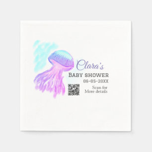 Serviette En Papier Aquarelle bleu violet pastel méduse bébé chausson