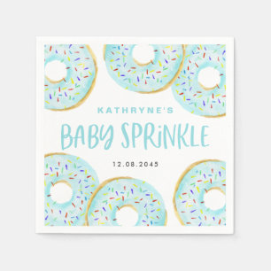 Serviette En Papier Aquarelle bleue Baby shower de donuts