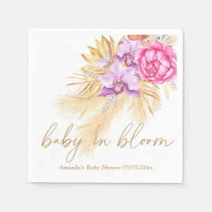 Serviette En Papier Aquarelle bohème herbe de pampa - Baby shower