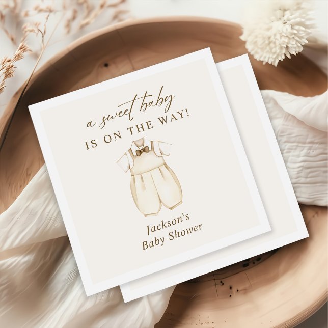 Serviette En Papier Aquarelle Boho Vêtements bébé Révélation de genre (Créateur téléchargé)