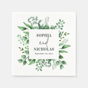 Serviette En Papier Aquarelle bois botanique mariage