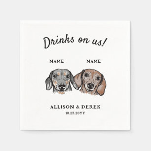 Serviette En Papier Aquarelle Boit Sur Nous Mariage Dachshund Chien