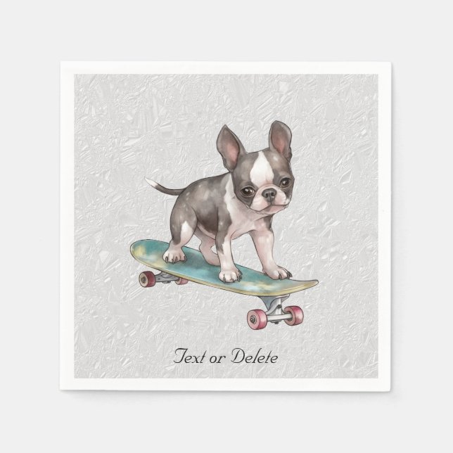 Serviette En Papier Aquarelle Boston Terrier Napkins (Devant)